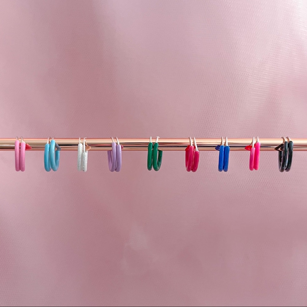 925 Sterling silver enamel hoop earrings